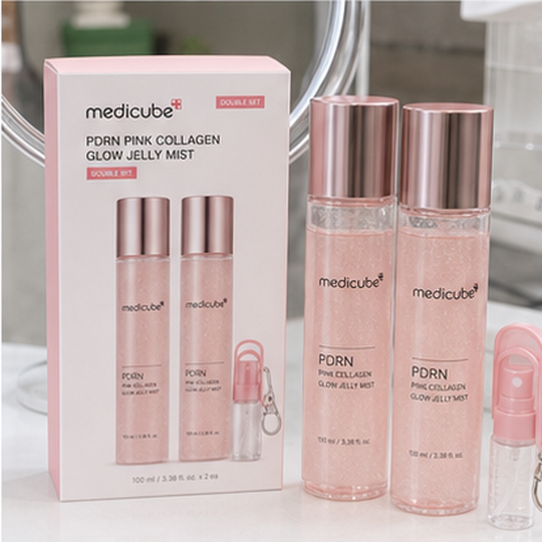 메디큐브 PDRN 핑크 콜라겐 글로우 젤리 미스트 100ml… 제품 이미지